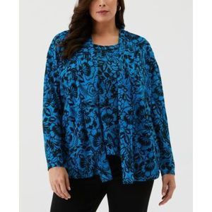 ELLA Rafaella Ella Rafaella Plus Size Eco Fl Malibu Blue 2X